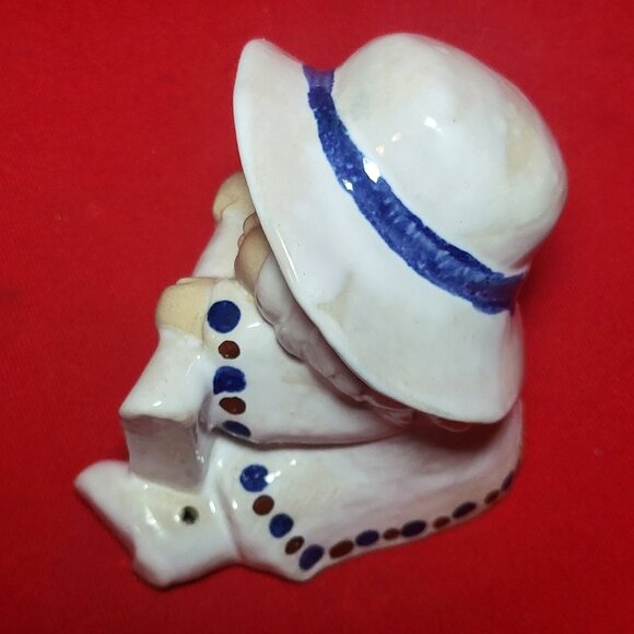 Vintage UCTCI Sitting Girl Hat Book Figurine Incense Stick Holder Ceramic Japan - Picture 6 of 12